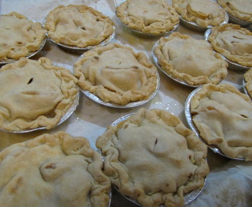These 5" McIntosh apple pies feature a flaky top crust. Marge Cook of Cook's Farm Orchard in Brimfield, Massachusetts, has baked pies for the Big E for nearly 20 years. (Bar Lois Weeks photo)